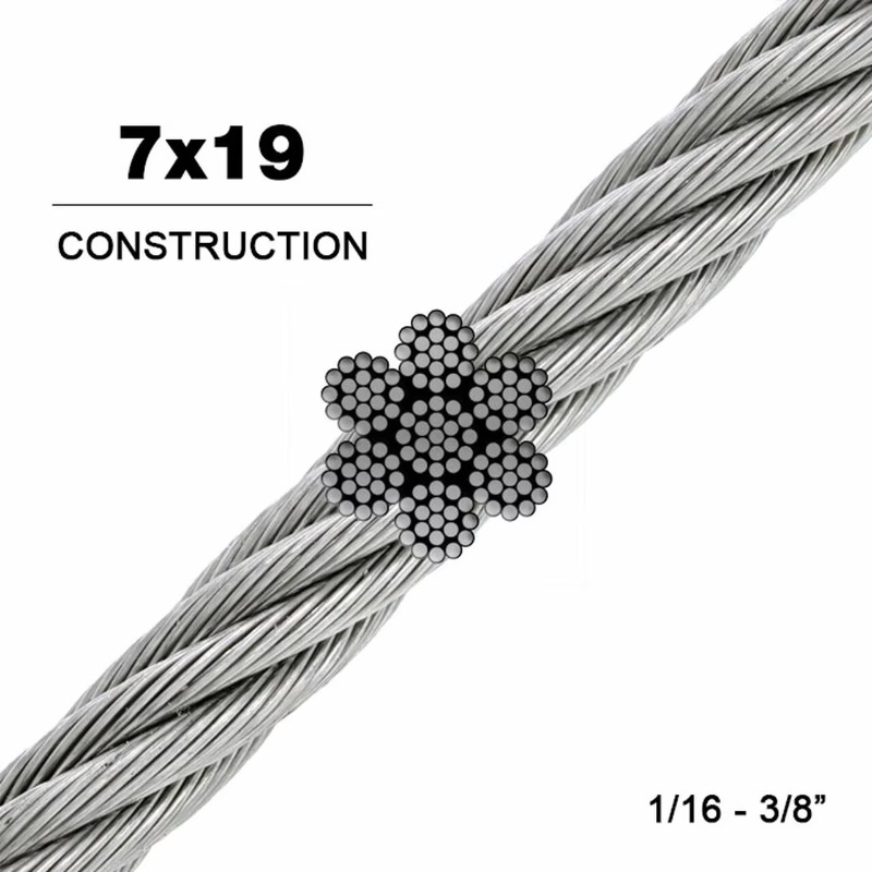 Трос 7X19 Диаметр 3,18 мм 3,2  – обзор и цена Stainless Wire Ss316